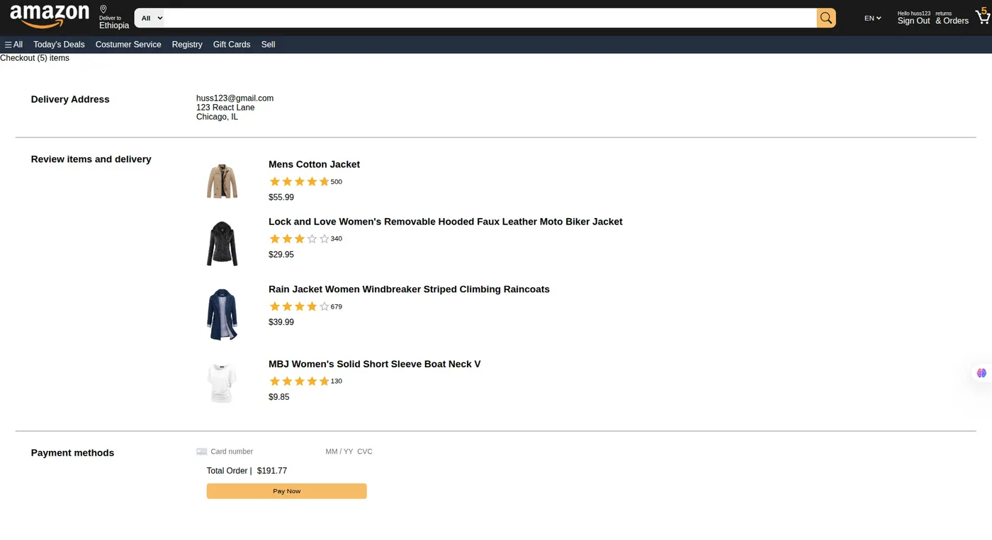 Amazon Clone checkout