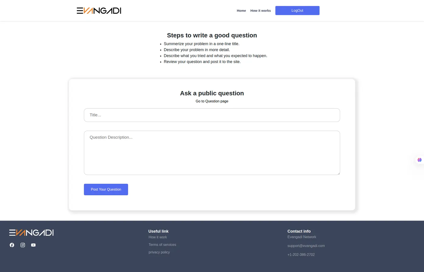 Ask question page