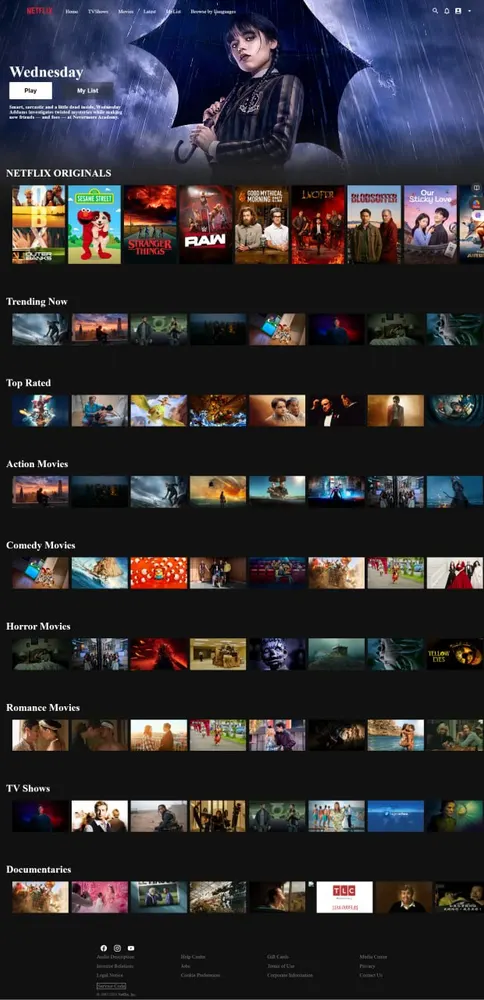 Netflix Clone homepage