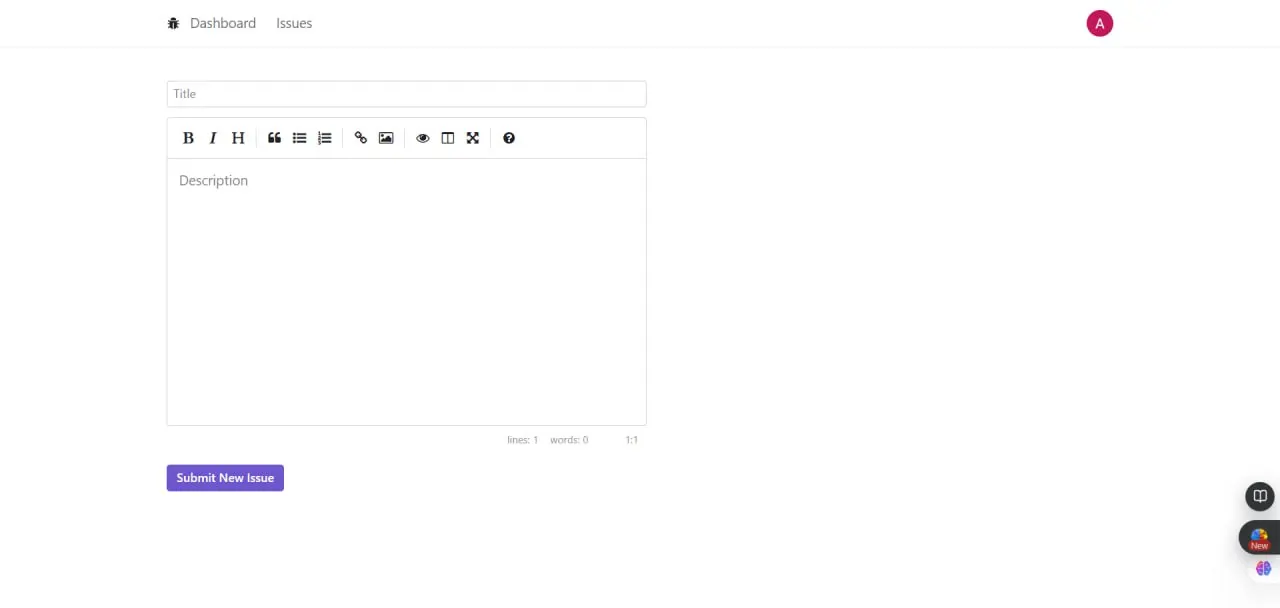 Issue Tracker new issue form